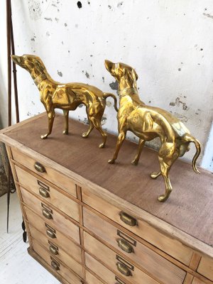 Brass Dog Statuettes, 1960s, Set of 2-LCU-689373