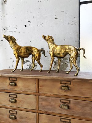 Brass Dog Statuettes, 1960s, Set of 2-LCU-689373