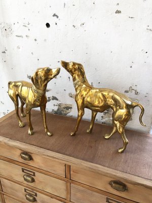 Brass Dog Statuettes, 1960s, Set of 2-LCU-689373