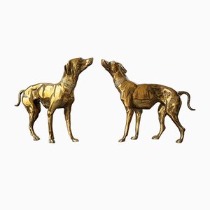 Brass Dog Statuettes, 1960s, Set of 2-LCU-689373