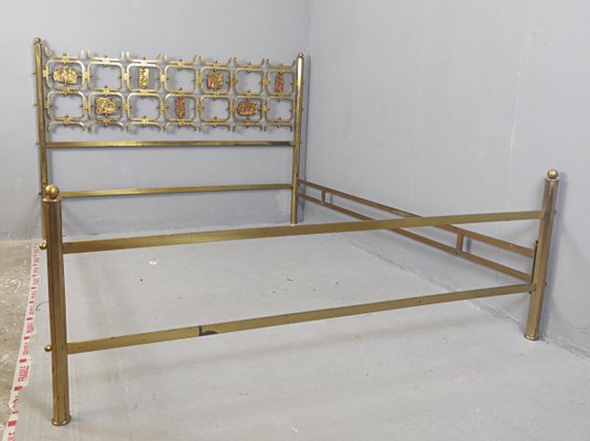 Brass Double Bed by Osvaldo Borsani, Italy, 1960s-FGA-923419