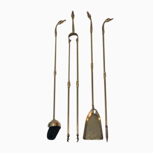 Brass Duck Heads Fireplace Tools, France, 1970s-BA-873984