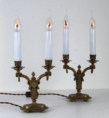 Brass Electric Candlesticks, Set of 2-TZ-900520