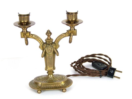 Brass Electric Candlesticks, Set of 2-TZ-900520