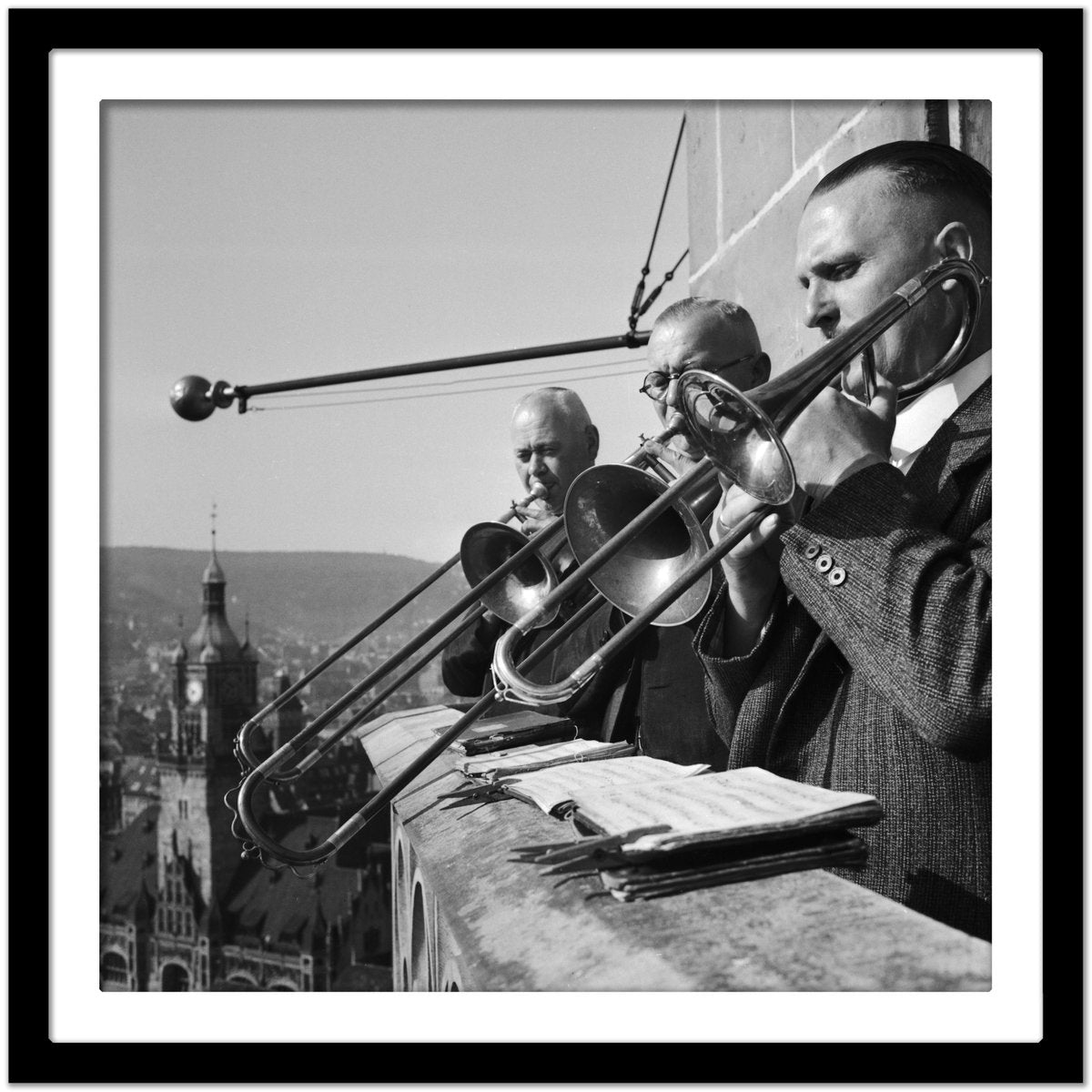 Brass Ensemble at the Belfry of a Church, Stuttgart Germany, 1935-DYV-988149