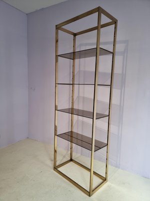 Brass Etagere with Smoked Glass Shelves-GNW-1138410