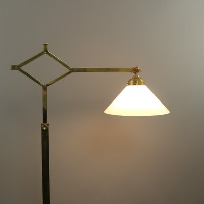 Brass Extendable Floor Lamp with Adjustable Shade, Germany, 1940s-KDB-1725379