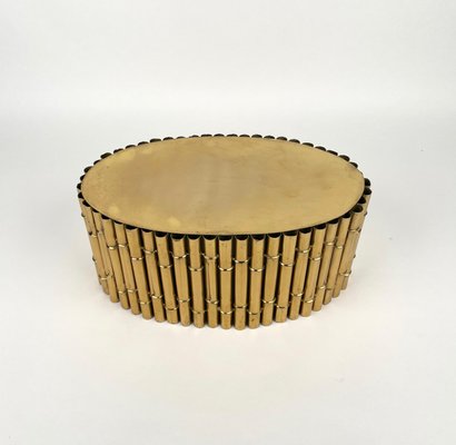 Brass Faux Bamboo Magazine Rack or Basket by Bottega Gadda, Italy, 1970s-LYQ-1171222