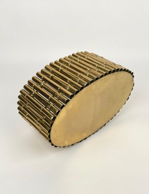 Brass Faux Bamboo Magazine Rack or Basket by Bottega Gadda, Italy, 1970s-LYQ-1171222