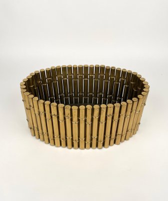 Brass Faux Bamboo Magazine Rack or Basket by Bottega Gadda, Italy, 1970s-LYQ-1171222