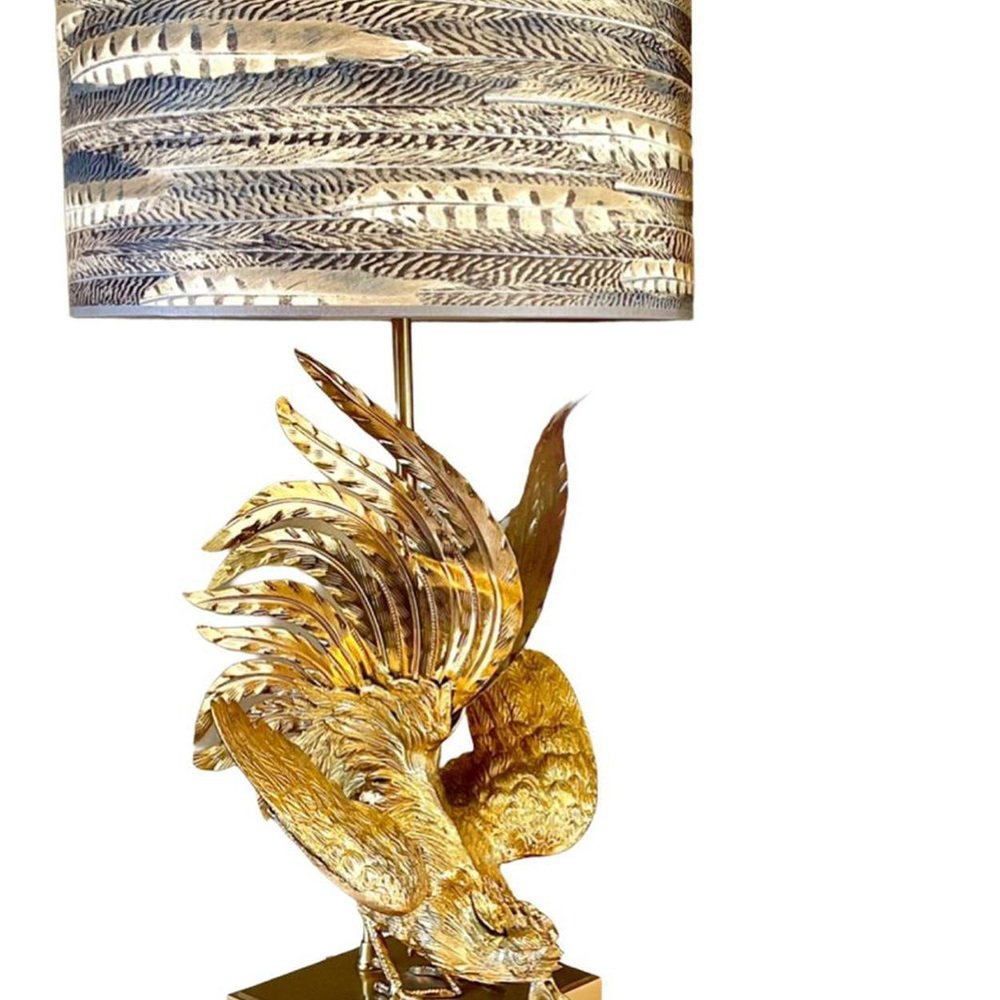 Brass Fighting Birds Table Lamps, 1960s, Set of 2