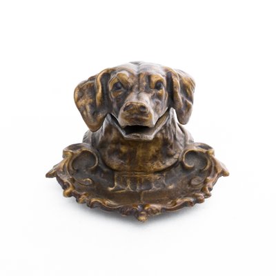 Brass Figurative Inkwell in the Shape of a Dog-FSD-1132095