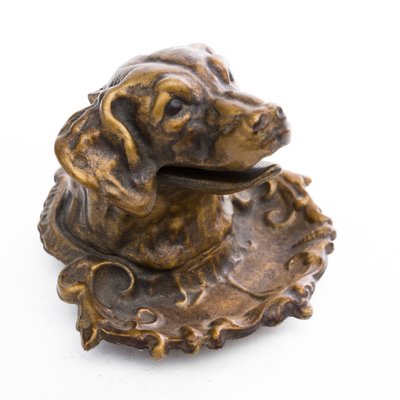 Brass Figurative Inkwell in the Shape of a Dog-FSD-1132095