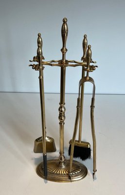 Brass Fireplace Tools, 1920s, Set of 5-BA-1479944