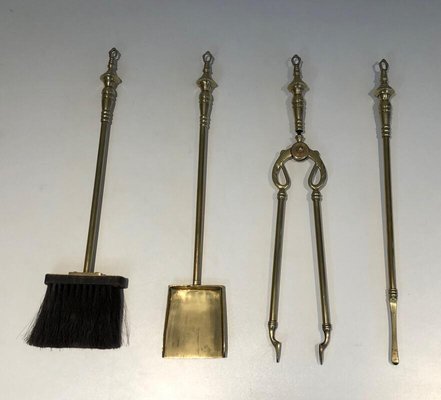 Brass Fireplace Tools, France, 1970s-BA-873992