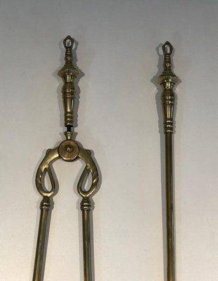 Brass Fireplace Tools, France, 1970s-BA-873992