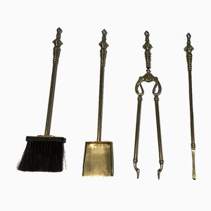 Brass Fireplace Tools, France, 1970s-BA-873992