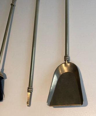 Brass Fireplace Tools on Stand, 1970s, Set of 5-BA-1383685