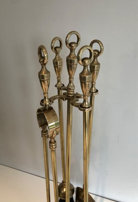 Brass Fireplace Tools on Stand, 1970s, Set of 5-BA-1383685