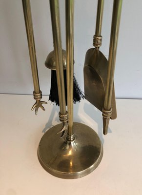 Brass Fireplace Tools on Stand, 1970s, Set of 5-BA-1383685