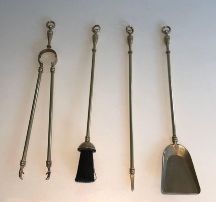 Brass Fireplace Tools on Stand, 1970s, Set of 5-BA-1383685