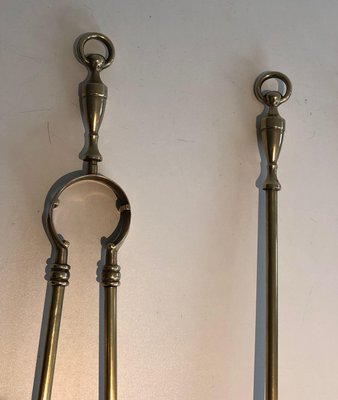 Brass Fireplace Tools on Stand, 1970s, Set of 5-BA-1383685