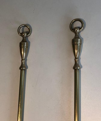 Brass Fireplace Tools on Stand, 1970s, Set of 5-BA-1383685