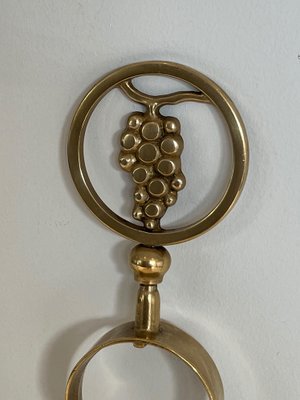 Brass Fireplace Tools with Grape Clusters, 1950s, Set of 5-BA-1481500