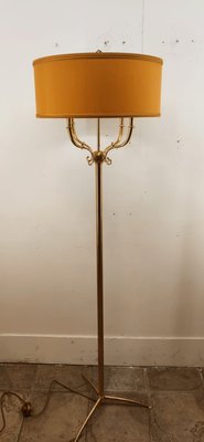 Brass Floor Lamp with 4 Lights & Lampshade-QLH-1107402