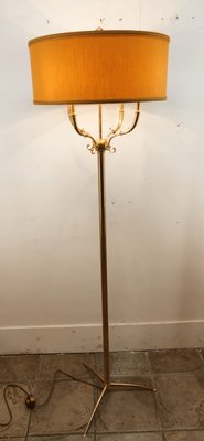 Brass Floor Lamp with 4 Lights & Lampshade-QLH-1107402