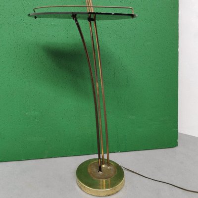 Brass Floor Lamp with Black Acrylic Glass Table and Murano Glass Shades, 1950s-PRS-1804562