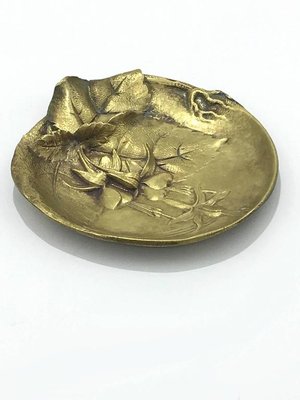 Brass Floral Ashtray, 1960s-UR-586744