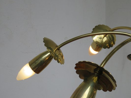 Brass Floral Ceiling Lamp, 1950s-EY-585939