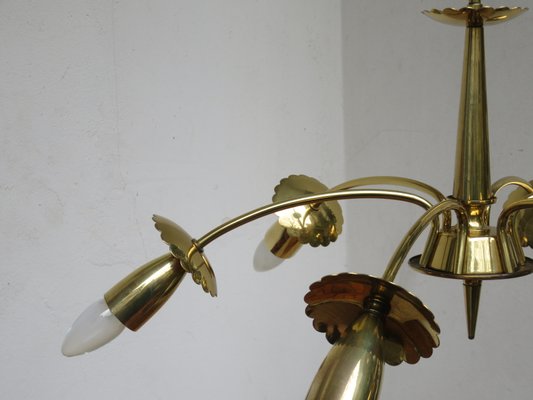 Brass Floral Ceiling Lamp, 1950s-EY-585939