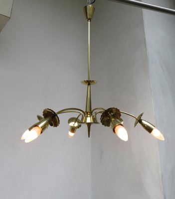 Brass Floral Ceiling Lamp, 1950s-EY-585939