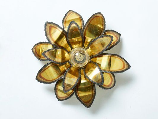 Brass Flower Wall Lights by Christian Techoueyres for Maison Jansen, 1970s, Set of 2-YJA-1155130