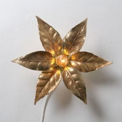 Brass Flowers Wall Lights from Willy Daro, 1970s-VDW-1358394