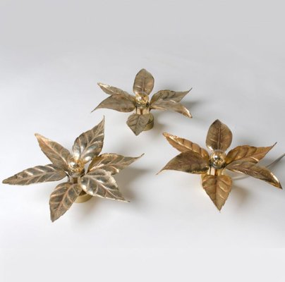 Brass Flowers Wall Lights from Willy Daro, 1970s-VDW-1358394