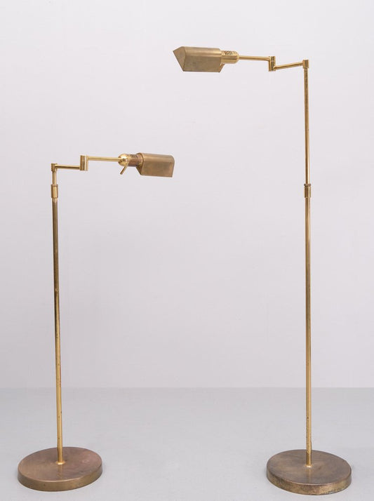 Brass Folding Arm Floor Lamps, Germany, 1970s, Set of 2