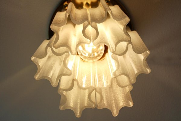 Brass & Frosted Glass Star Flush Mount from Glashütte Limburg-MO-765698