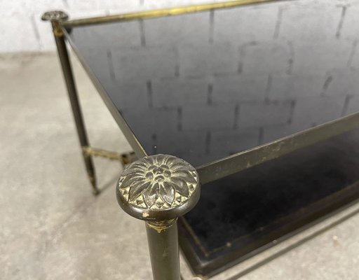 Brass, Glass and Leather Coffee Table, 1950s-PB-1700262