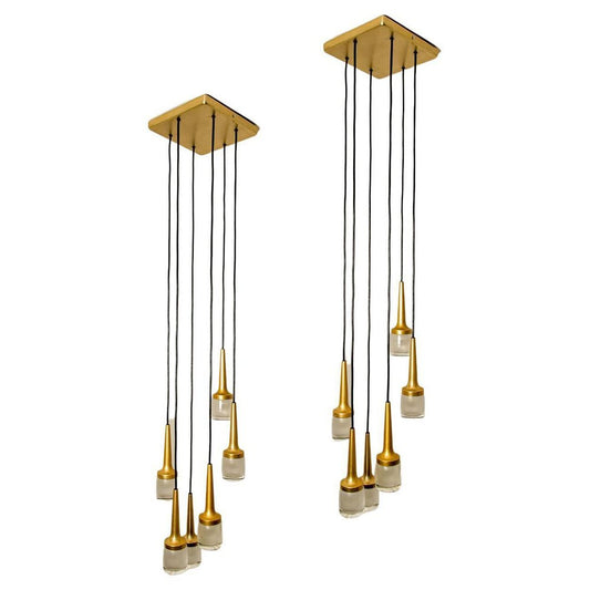 Brass & Glass Cascade Ceiling Fixture from Staff, 1969