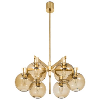 Brass & Glass Ceiling Lamp by Hans-Agne Jakobsson, 1950s-SC-586848