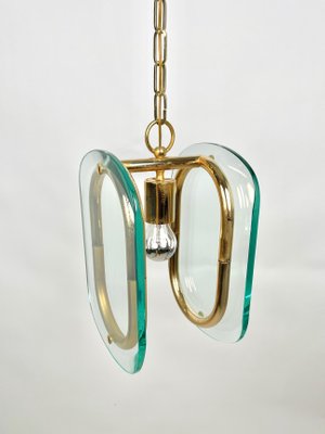 Brass & Glass Ceiling Light, Italy, 1970s-LYQ-1171395