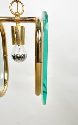 Brass & Glass Ceiling Light, Italy, 1970s-LYQ-1171395