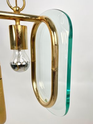 Brass & Glass Ceiling Light, Italy, 1970s-LYQ-1171395