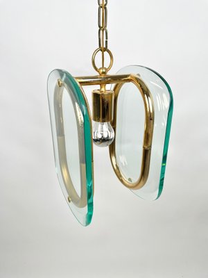 Brass & Glass Ceiling Light, Italy, 1970s-LYQ-1171395