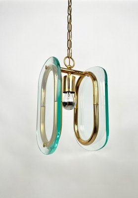 Brass & Glass Ceiling Light, Italy, 1970s-LYQ-1171395