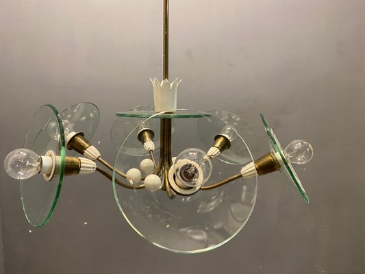 Brass Glass Chandelier by Pietro Chiesa for Fontana Arte, 1940s-JJC-1138811