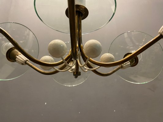 Brass Glass Chandelier by Pietro Chiesa for Fontana Arte, 1940s-JJC-1138811